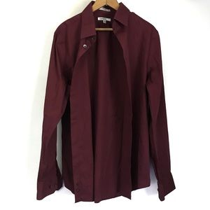 Express Fitted Maroon Dress Shirt